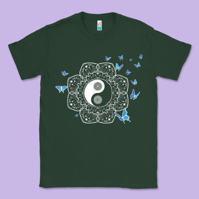 Yin Yang With Butterflies Ancient Chinese Yin Yang Classic Tee Designed By Craftify