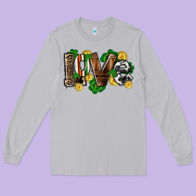 Western Love St. Patrick's Day Long Sleeve Tee Designed By Cowgirlartshop