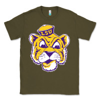 Army Green Vintage Louisiana State Tiger Mascot Classic Tee - Craftify