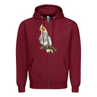 Burgundy Cocktail Parrot Zipper Hoodie - LillyAllenDesigns