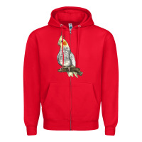 Red Cocktail Parrot Zipper Hoodie - LillyAllenDesigns