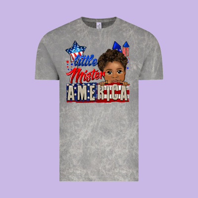 Little Mister America Black Boy Vintage Tee Designed By Cowgirlartshop