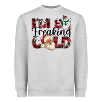 Heather Grey Im So Freaking Cold Heavyweight Sweatshirt - CowhideDigitalArt