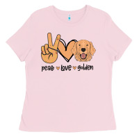 Bubblegum Pink Peace Love Golden Ladies Tee - Bettercallsaul