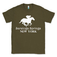 Army Green Saratoga Springs New York Horse Racing Jockey Classic Tee - Craftify