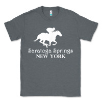 Charcoal Heather Saratoga Springs New York Horse Racing Jockey Classic Tee - Craftify