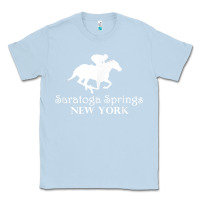Dusty Blue Saratoga Springs New York Horse Racing Jockey Classic Tee - Craftify