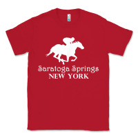 Red Saratoga Springs New York Horse Racing Jockey Classic Tee - Craftify