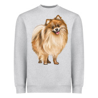 Heather Grey Pomeranian Dog Illustrations Heavyweight Sweatshirt - LillyAllenDesigns