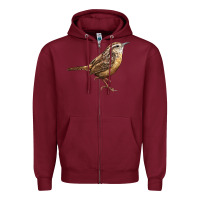 Burgundy Ccarolina Wren Zipper Hoodie - LillyAllenDesigns
