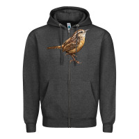 Charcoal Heather Ccarolina Wren Zipper Hoodie - LillyAllenDesigns