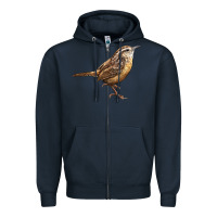 Navy Ccarolina Wren Zipper Hoodie - LillyAllenDesigns