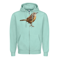 Seafoam Ccarolina Wren Zipper Hoodie - LillyAllenDesigns
