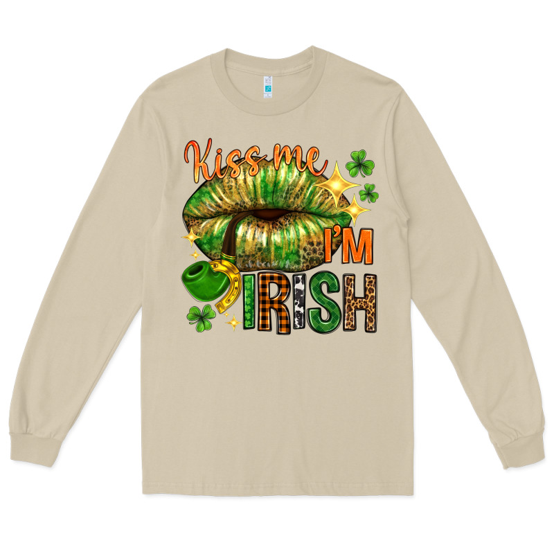 St. Patrick's Kiss Me I'm Irish With Lip Long Sleeve Tee by HowdyJamesFarm | Teevron