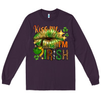 Plum St. Patrick's Kiss me I'm Irish with lip Long Sleeve Tee - HowdyJamesFarm