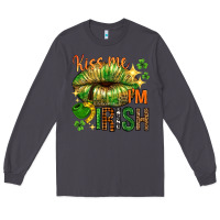 Smoke St. Patrick's Kiss me I'm Irish with lip Long Sleeve Tee - HowdyJamesFarm