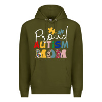 Army Green Proud Autism Mom Leopard Pattern Design Autism Awa Premium Hoodie - CowhideDigitalArt