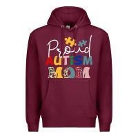 Burgundy Proud Autism Mom Leopard Pattern Design Autism Awa Premium Hoodie - CowhideDigitalArt