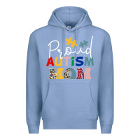 Colony Blue Proud Autism Mom Leopard Pattern Design Autism Awa Premium Hoodie - CowhideDigitalArt