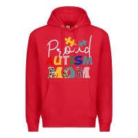 Red Proud Autism Mom Leopard Pattern Design Autism Awa Premium Hoodie - CowhideDigitalArt