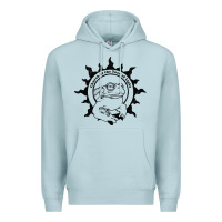 Blue Mist Authentic Church Of The Toad Of Light Psychedlic Frog Licking (Distres Premium Hoodie - DesignPulse