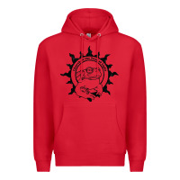 Red Authentic Church Of The Toad Of Light Psychedlic Frog Licking (Distres Premium Hoodie - DesignPulse
