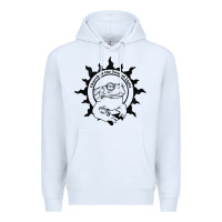 White Authentic Church Of The Toad Of Light Psychedlic Frog Licking (Distres Premium Hoodie - DesignPulse