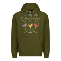 Army Green At My Age I need Glasses Premium Hoodie - DesignPulse