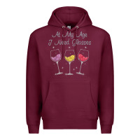 Burgundy At My Age I need Glasses Premium Hoodie - DesignPulse