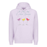 Lilac At My Age I need Glasses Premium Hoodie - DesignPulse