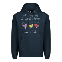 Navy At My Age I need Glasses Premium Hoodie - DesignPulse