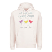 Pale Pink At My Age I need Glasses Premium Hoodie - DesignPulse