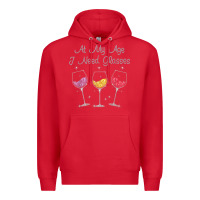 Red At My Age I need Glasses Premium Hoodie - DesignPulse