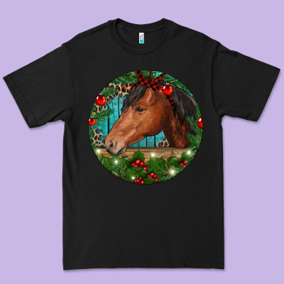 Western Horse Christmas Premium Tee Designed By Ranaportraitstore