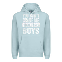 Blue Mist You Can't Scare Me I Have Three Boys Funny Sons Mom Dad Gift Premium Hoodie - DesignPulse