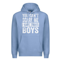 Colony Blue You Can't Scare Me I Have Three Boys Funny Sons Mom Dad Gift Premium Hoodie - DesignPulse