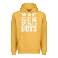 Mustard You Can't Scare Me I Have Three Boys Funny Sons Mom Dad Gift Premium Hoodie - DesignPulse