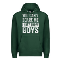 Sports Green You Can't Scare Me I Have Three Boys Funny Sons Mom Dad Gift Premium Hoodie - DesignPulse