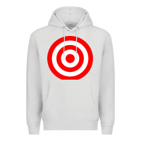 Dove Grey bullseye target red & white rings target Premium Hoodie - DesignPulse