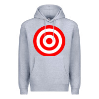 Heather Grey bullseye target red & white rings target Premium Hoodie - DesignPulse