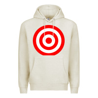 Oatmeal Heather bullseye target red & white rings target Premium Hoodie - DesignPulse