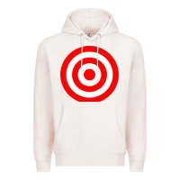 Pale Pink bullseye target red & white rings target Premium Hoodie - DesignPulse