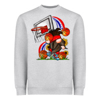 Heather Grey Basketball Gnome Heavyweight Sweatshirt - CowhideDigitalArt