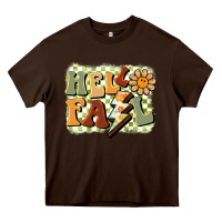 Chocolate Brown groovy hello fall Heavy Core Tee - BarkalooDesign