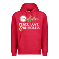 Cardinal peace , love & bluegrass   banjo nature vines illu Premium Hoodie - DesignPulse