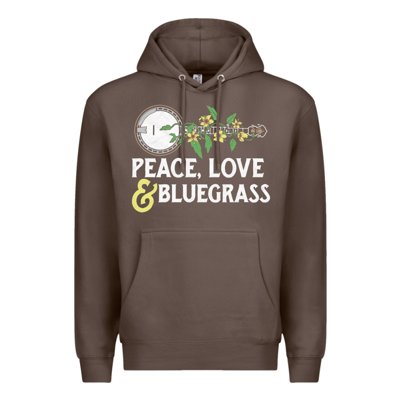 Peace , Love & Bluegrass   Banjo Nature Vines Illu Premium Hoodie by DesignPulse | Teevron