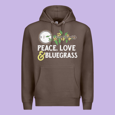 Peace , Love & Bluegrass   Banjo Nature Vines Illu Premium Hoodie Designed By Designpulse