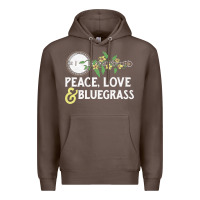 Coffee peace , love & bluegrass   banjo nature vines illu Premium Hoodie - DesignPulse