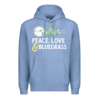Colony Blue peace , love & bluegrass   banjo nature vines illu Premium Hoodie - DesignPulse
