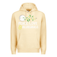 Pina Colada peace , love & bluegrass   banjo nature vines illu Premium Hoodie - DesignPulse